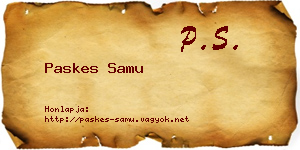 Paskes Samu névjegykártya